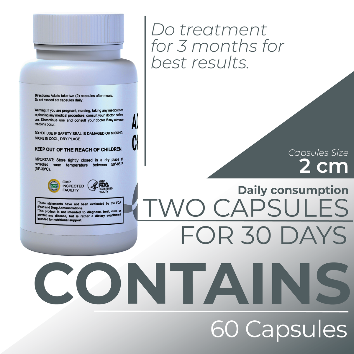 Activated Charcoal 520 mg - Coconut Shells - Natural Supplement Detoxification - Support Digestive Gas & Bloating 60 capsules 30 servings HALLUSA NATURAL