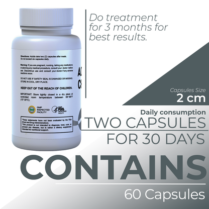 Activated Charcoal 520 mg - Coconut Shells - Natural Supplement Detoxification - Support Digestive Gas & Bloating 60 capsules 30 servings HALLUSA NATURAL