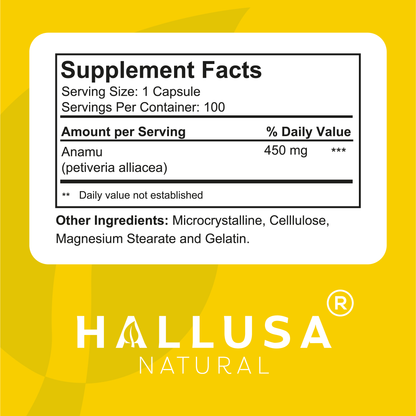Anamu Organic Supplement, 100 capsules, 100 servings / 450 mg Natural anti-inflammatory- Non-GMO- Gluten-Free,No Fillers or Additives Guaranteed by HALLUSA NATURAL