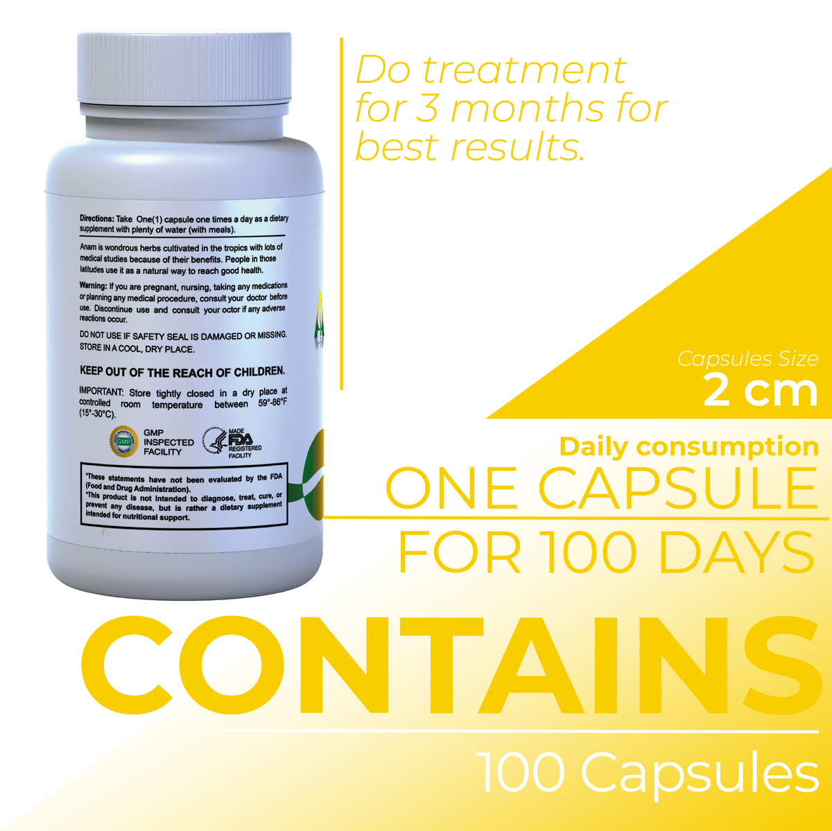 Anamu Organic Supplement, 100 capsules, 100 servings / 450 mg Natural anti-inflammatory- Non-GMO- Gluten-Free,No Fillers or Additives Guaranteed by HALLUSA NATURAL