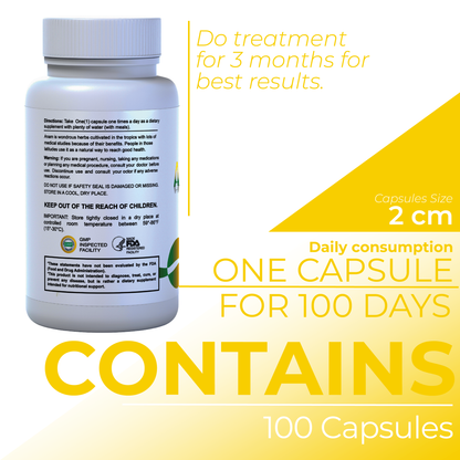 Anamu Organic Supplement, 100 capsules, 100 servings / 450 mg Natural anti-inflammatory- Non-GMO- Gluten-Free,No Fillers or Additives Guaranteed by HALLUSA NATURAL