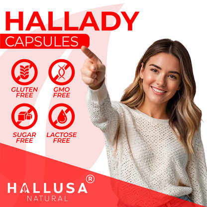 HALLADY 1000 mg Aguaje Curves, Premium Supplement for Women - 60 capsules / 30 Servings - Mauritia Flexuosa Natural Fruit- GMO Free Sugar Free, and Lactose Free HALLUSA NATURAL