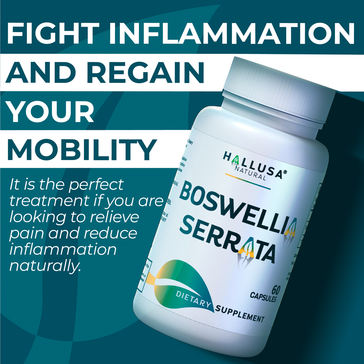 Boswellia Serrata Extract 600 mg - Supplement for Inflammation - Joint Support Supplement - Ayurvedic SupplementS - 60 capsules 30 serving HALLUSA NATURAL