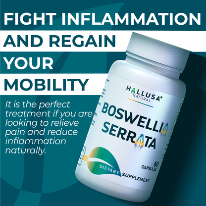 Boswellia Serrata Extract 600 mg - Supplement for Inflammation - Joint Support Supplement - Ayurvedic SupplementS - 60 capsules 30 serving HALLUSA NATURAL