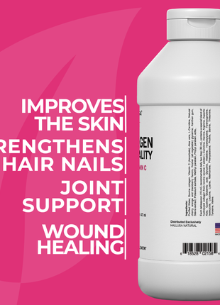 Collagen Supplements with Vitamin C 16 Oz - Collagen Supplement for Women - Multivitamins for Skin - HALLUSA NATURAL