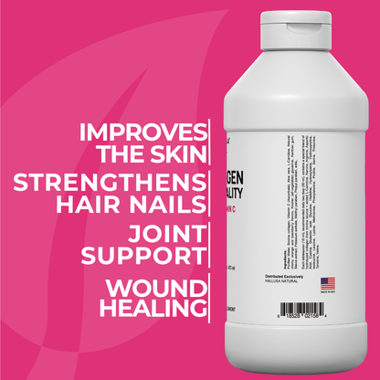 Collagen Supplements with Vitamin C 16 Oz - Collagen Supplement for Women - Multivitamins for Skin - HALLUSA NATURAL