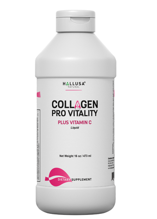 Collagen Supplements with Vitamin C 16 Oz - Collagen Supplement for Women - Multivitamins for Skin - HALLUSA NATURAL