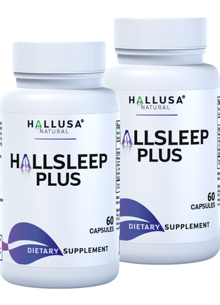 Hallsleep Plus - Sleep Support Supplement - Ashwagandha, L-theanine, and melatonin - 60 Capsules 30 serving HALLUSA NATURAL