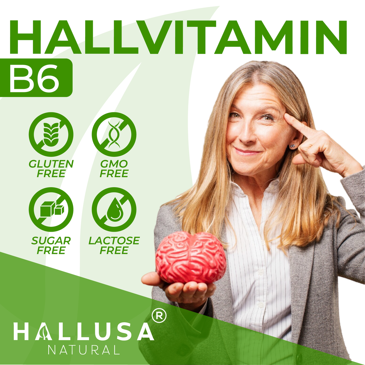 HallVitamin B6 - Vitamin B6 100 mg Essential Energy Supplement & 100 Tablets 100 servings HALLUSA NATURAL