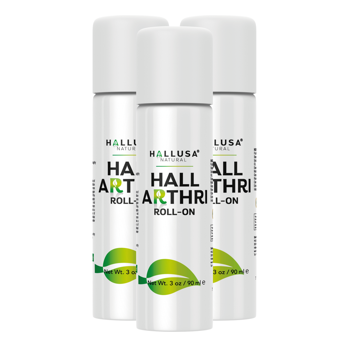 HALLARTHRI - Roll-on 3 oz, 90 ml - Peppermint Camphor Arnica - Fast acting, No side effects - Hallusa Natural