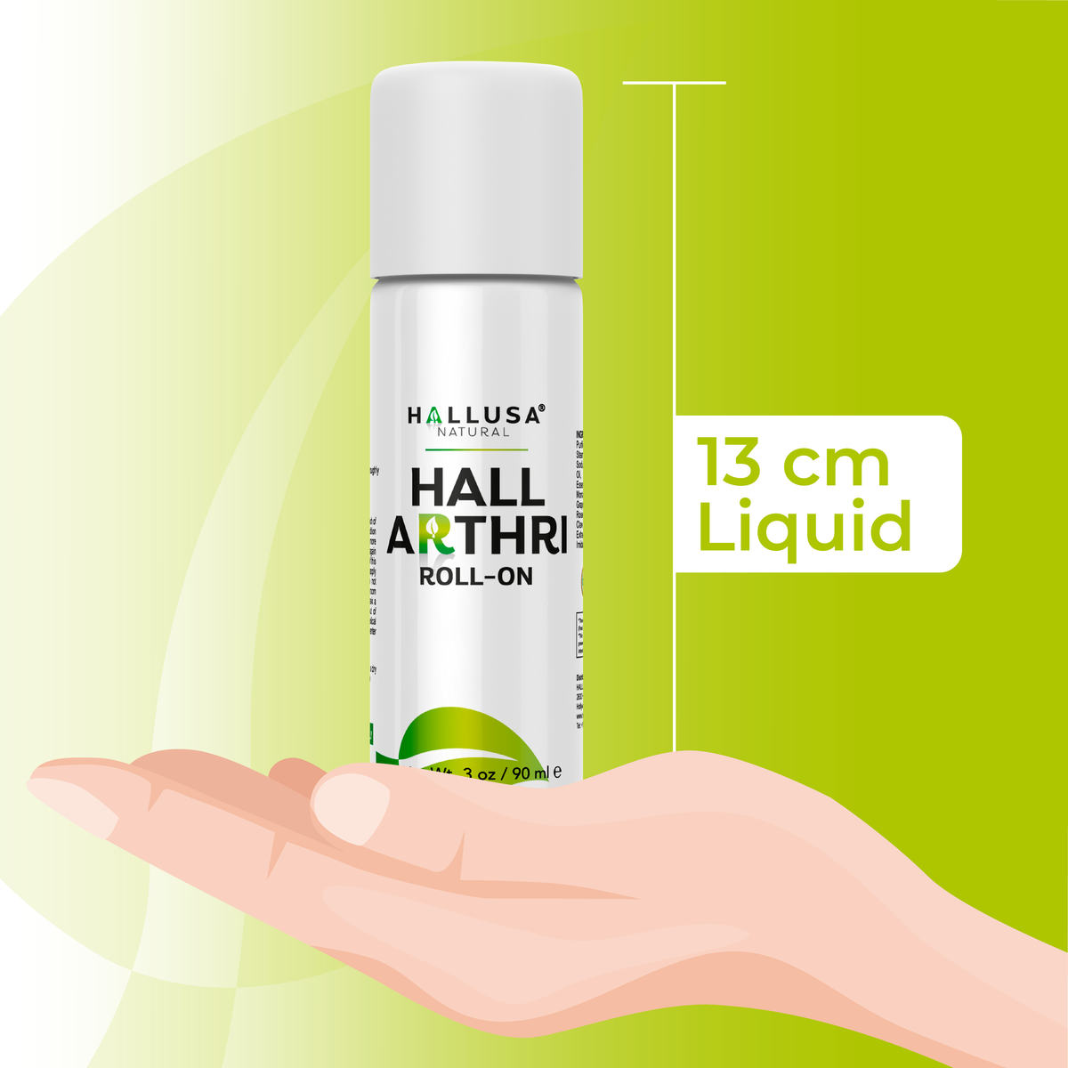 HALLARTHRI - Roll-on 3 oz, 90 ml - Peppermint Camphor Arnica - Fast acting, No side effects - Hallusa Natural