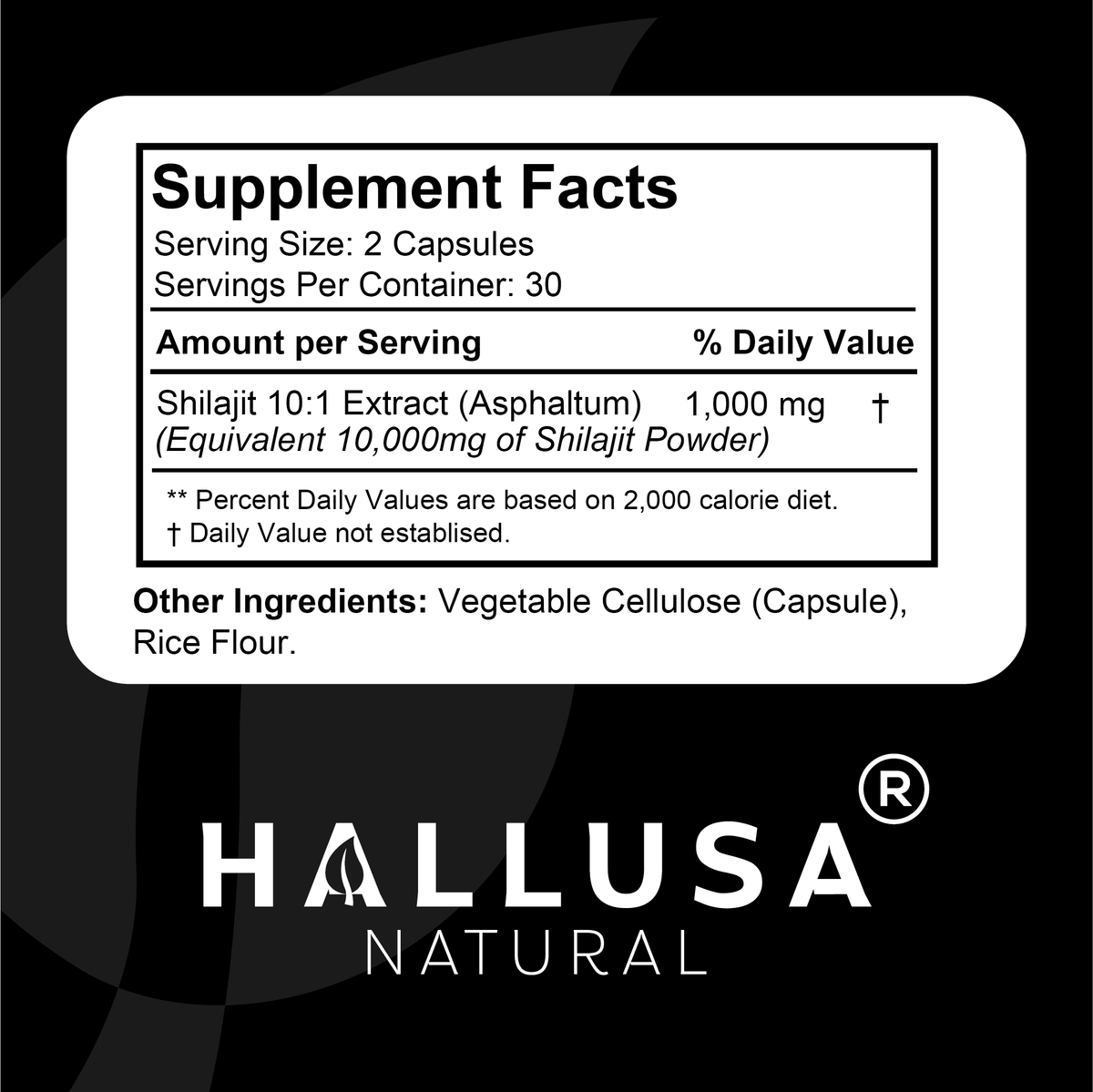 HallShilajit + Extract Fulvic Acid - Supplement 60 Capsules 30 servings /1,000 mg Shilajit per servings - Extract pure Himalayan Organic- Gluten Free- Non-GMO  HALLUSA NATURAL