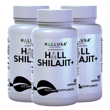 HallShilajit + Extract Fulvic Acid - Supplement 60 Capsules 30 servings /1,000 mg Shilajit per servings - Extract pure Himalayan Organic- Gluten Free- Non-GMO  HALLUSA NATURAL