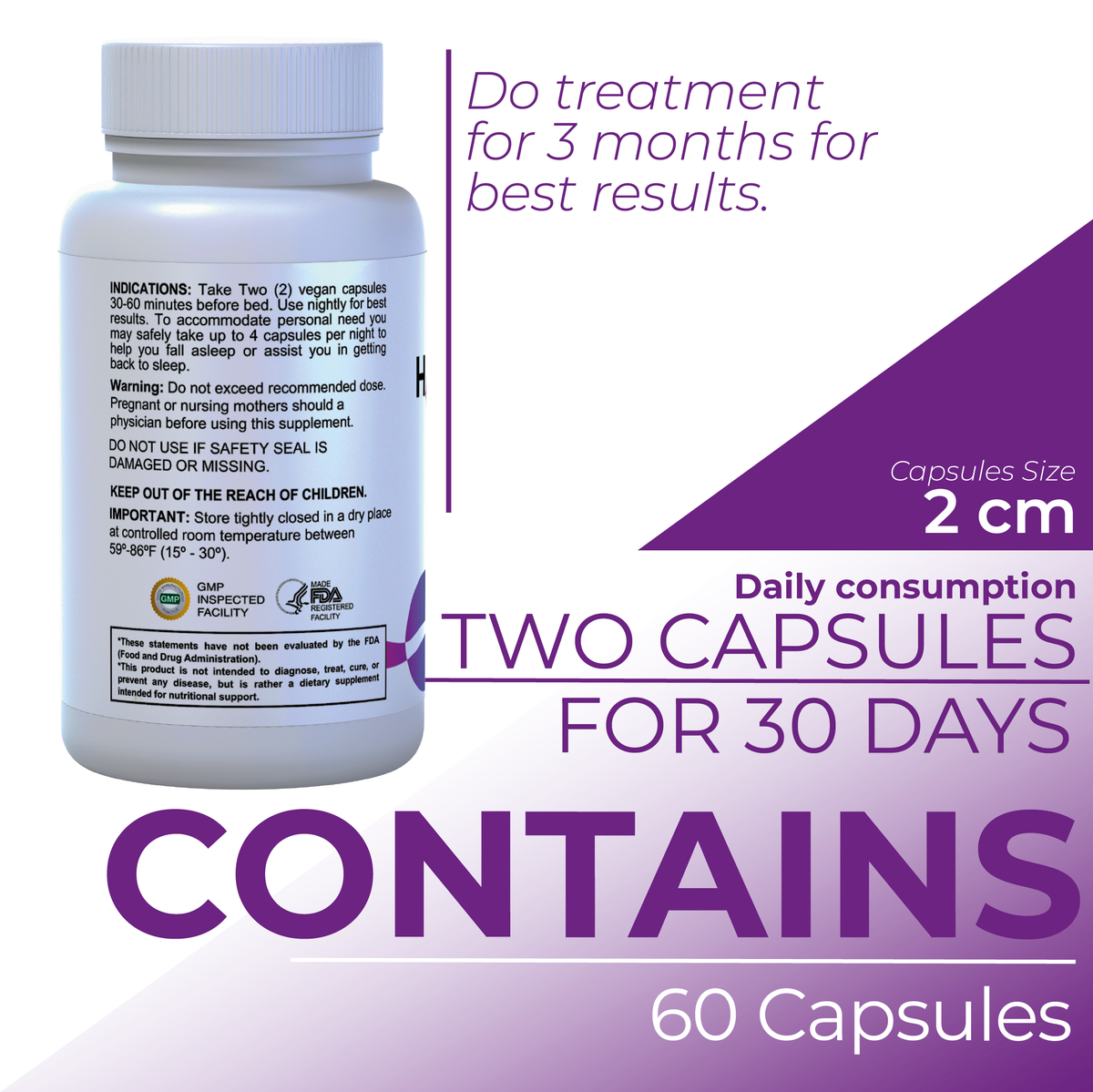 Hallsleep Plus - Sleep Support Supplement - Ashwagandha, L-theanine, and melatonin - 60 Capsules 30 serving HALLUSA NATURAL