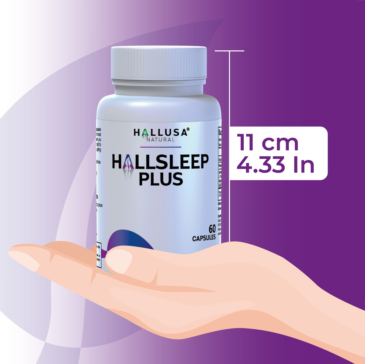 Hallsleep Plus - Sleep Support Supplement - Ashwagandha, L-theanine, and melatonin - 60 Capsules 30 serving HALLUSA NATURAL