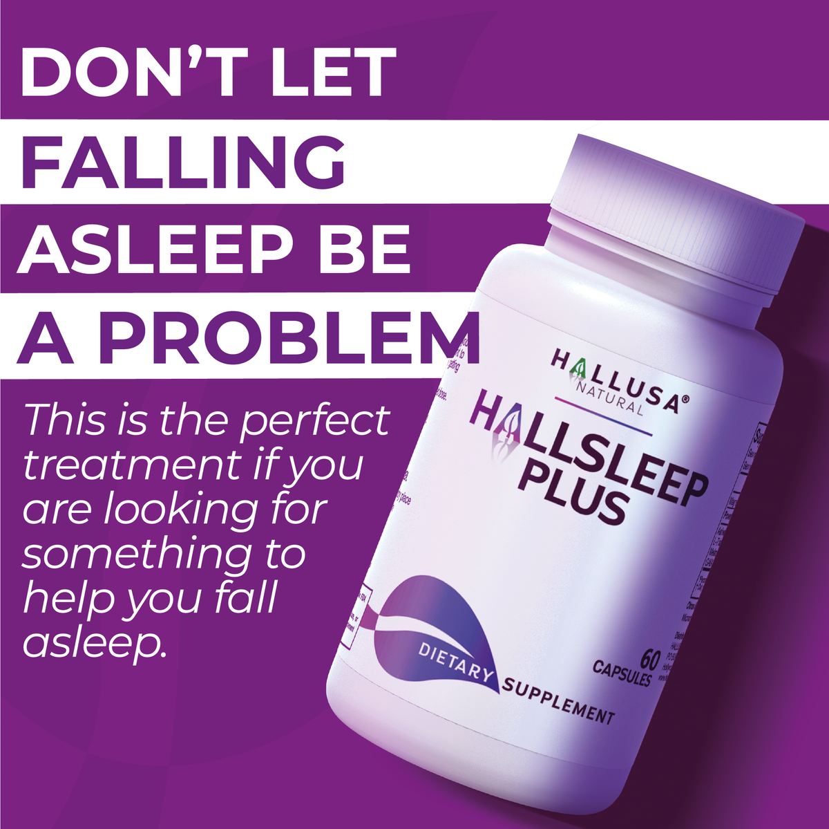 Hallsleep Plus - Sleep Support Supplement - Ashwagandha, L-theanine, and melatonin - 60 Capsules 30 serving HALLUSA NATURAL