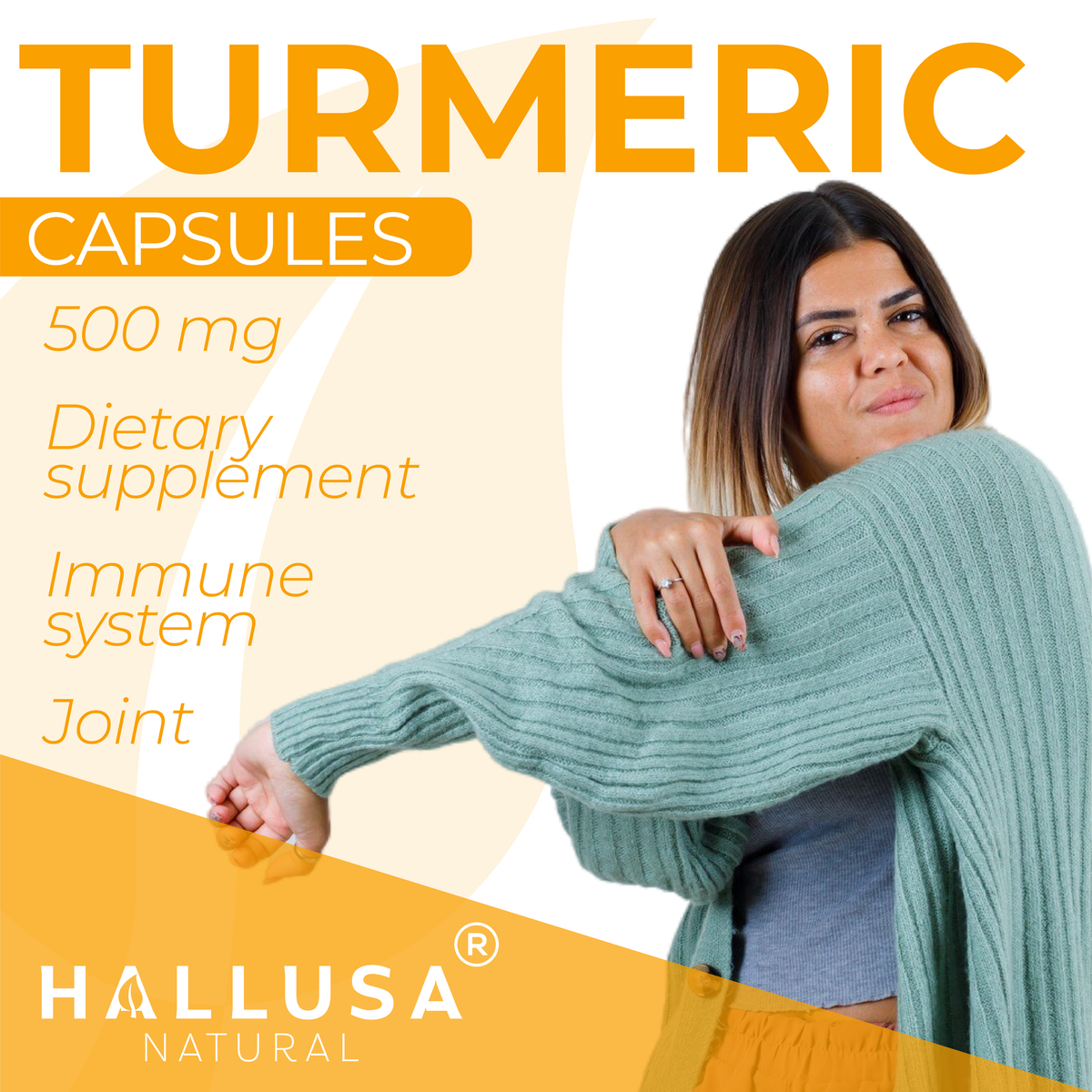 HallTurmeric Organic turmeric- Curcumin- Anti-Inflammatory 60 capsules 30 Servings / 500 mg - Antioxidant - Promotes Overall Health HALLUSA NATURAL