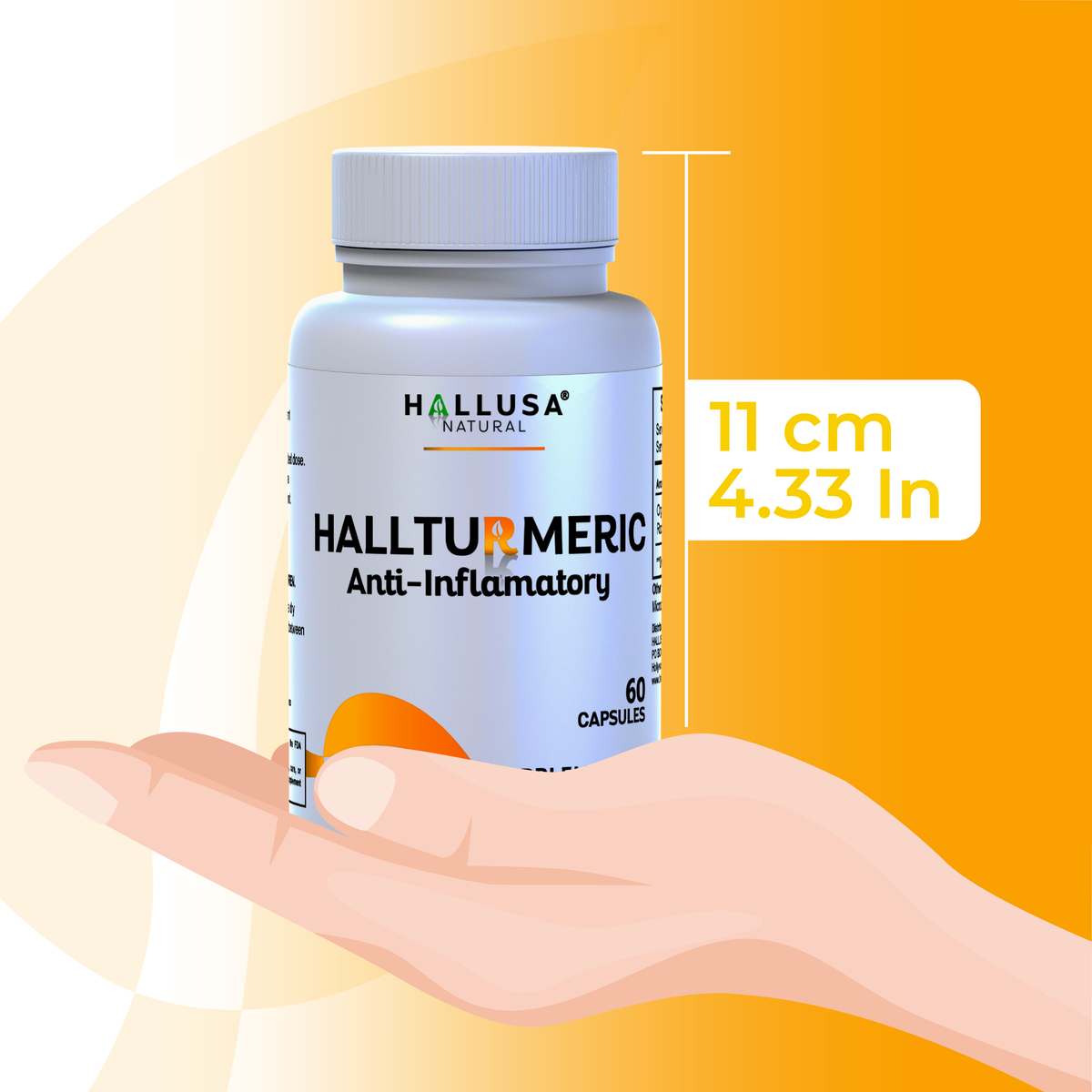 HallTurmeric Organic turmeric- Curcumin- Anti-Inflammatory 60 capsules 30 Servings / 500 mg - Antioxidant - Promotes Overall Health HALLUSA NATURAL