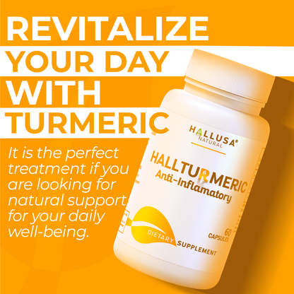 HallTurmeric Organic turmeric- Curcumin- Anti-Inflammatory 60 capsules 30 Servings / 500 mg - Antioxidant - Promotes Overall Health HALLUSA NATURAL
