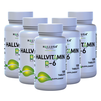 HallVitamin B6 - Vitamin B6 100 mg Essential Energy Supplement & 100 Tablets 100 servings HALLUSA NATURAL