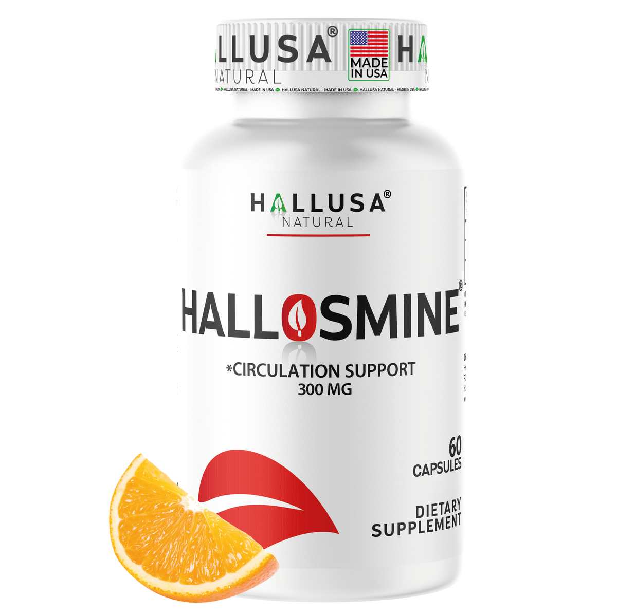 HALLOSMINE 300 mg - Diosmin circulation support - Supplement 60 capsules - Non-GMO Vegan & Gluten Free HALLUSA NATURAL