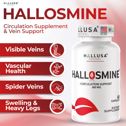 HALLOSMINE 300 mg - Diosmin circulation support - Supplement 60 capsules - Non-GMO Vegan & Gluten Free HALLUSA NATURAL