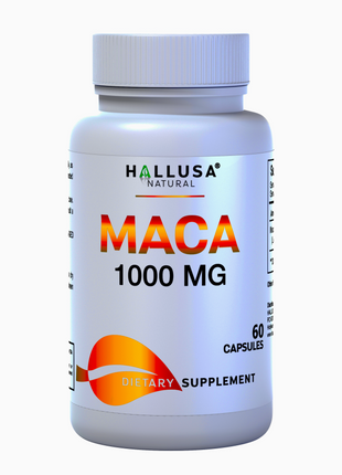 MACA 1000 MG - Lepidium Meyenii - Organic Maca Root - High Potency Extract for Men and Women - 60 Vegan Capsules - Supports Reproductive Health - Support Supplement - HALLUSA NATURAL