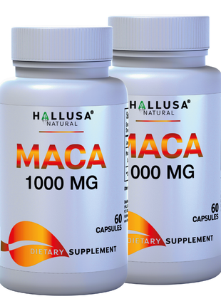 MACA 1000 MG - Lepidium Meyenii - Organic Maca Root - High Potency Extract for Men and Women - 60 Vegan Capsules - Supports Reproductive Health - Support Supplement - HALLUSA NATURAL
