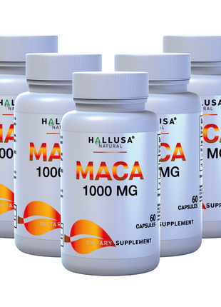 MACA 1000 MG - Lepidium Meyenii - Organic Maca Root - High Potency Extract for Men and Women - 60 Vegan Capsules - Supports Reproductive Health - Support Supplement - HALLUSA NATURAL