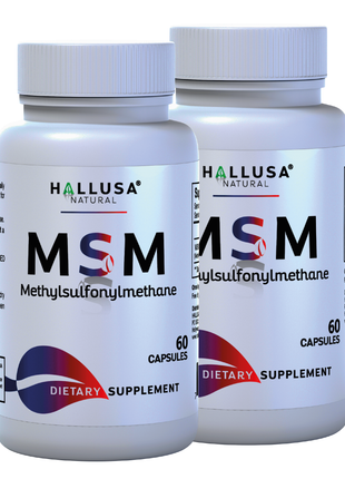MSM 1000 MG - Pure MSM - Joint Health Support - Supplement for Inflammation - 60 Vegan Capsules - HALLUSA NATURAL