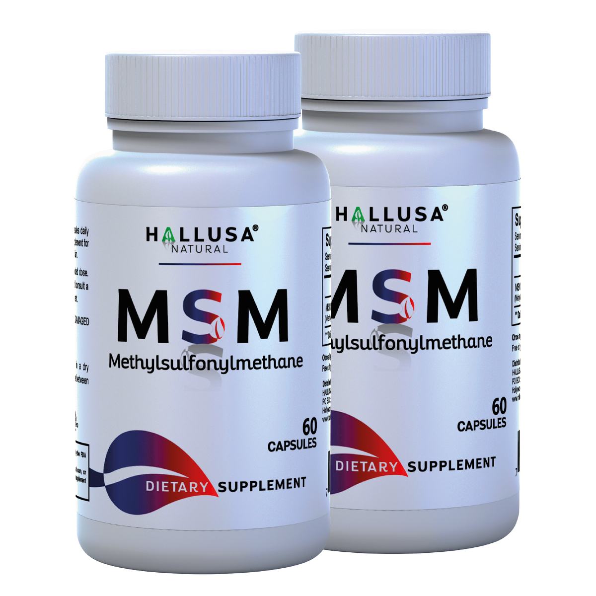 MSM 1000 MG - Pure MSM - Joint Health Support - Supplement for Inflammation - 60 Vegan Capsules - HALLUSA NATURAL