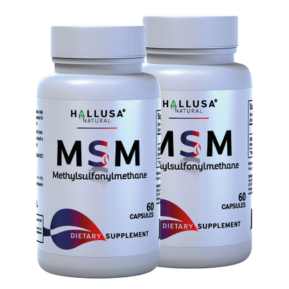 MSM 1000 MG - Pure MSM - Joint Health Support - Supplement for Inflammation - 60 Vegan Capsules - HALLUSA NATURAL