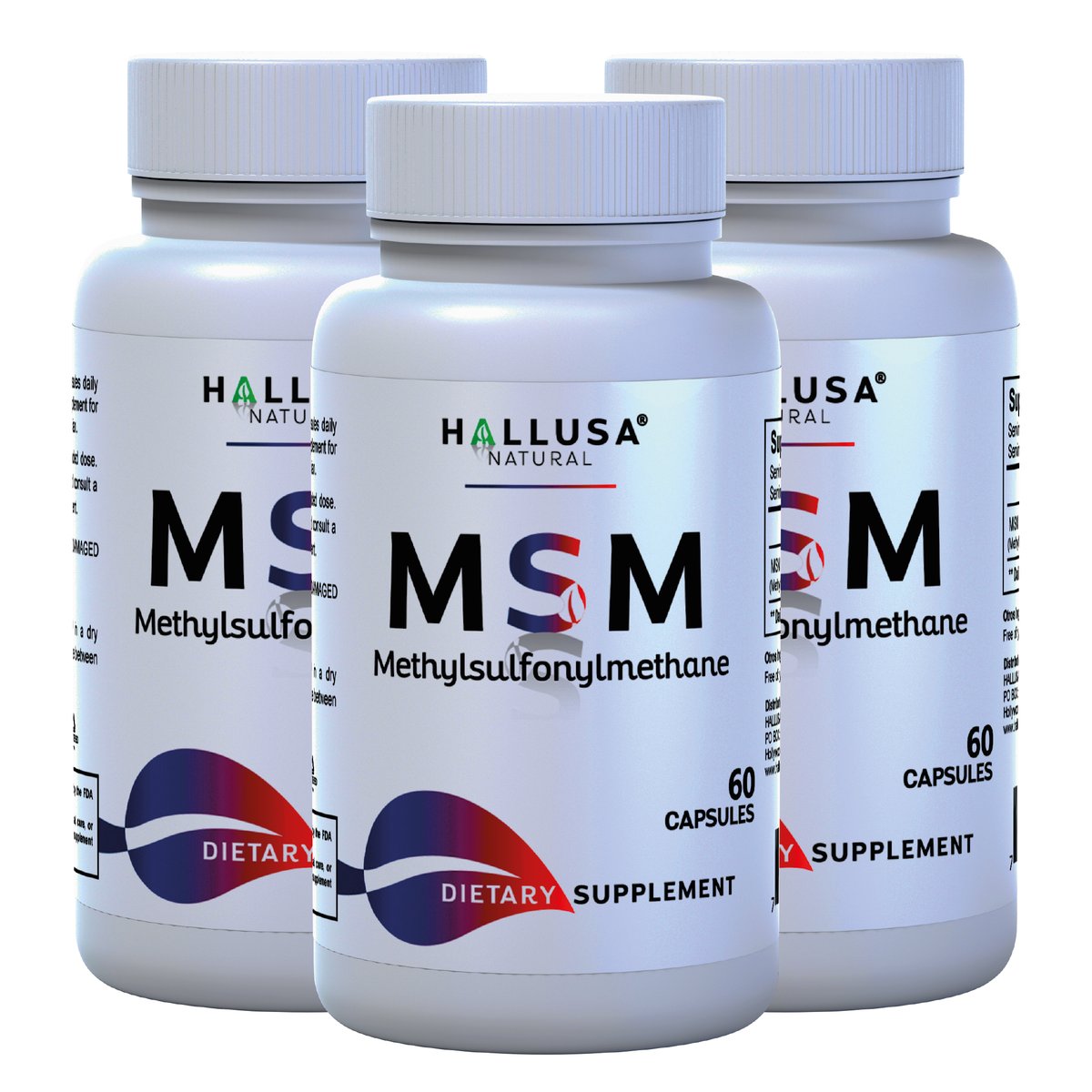 MSM 1000 MG - Pure MSM - Joint Health Support - Supplement for Inflammation - 60 Vegan Capsules - HALLUSA NATURAL
