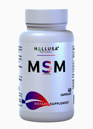 MSM 1000 MG - Pure MSM - Joint Health Support - Supplement for Inflammation - 60 Vegan Capsules - HALLUSA NATURAL