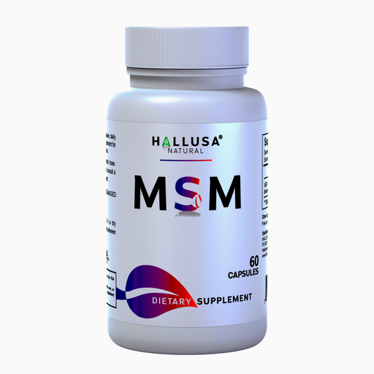 MSM 1000 MG - Pure MSM - Joint Health Support - Supplement for Inflammation - 60 Vegan Capsules - HALLUSA NATURAL