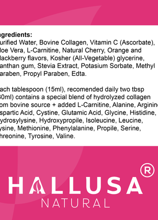 Collagen Supplements with Vitamin C 16 Oz - Collagen Supplement for Women - Multivitamins for Skin - HALLUSA NATURAL