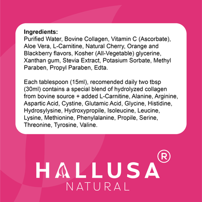 Collagen Supplements with Vitamin C 16 Oz - Collagen Supplement for Women - Multivitamins for Skin - HALLUSA NATURAL