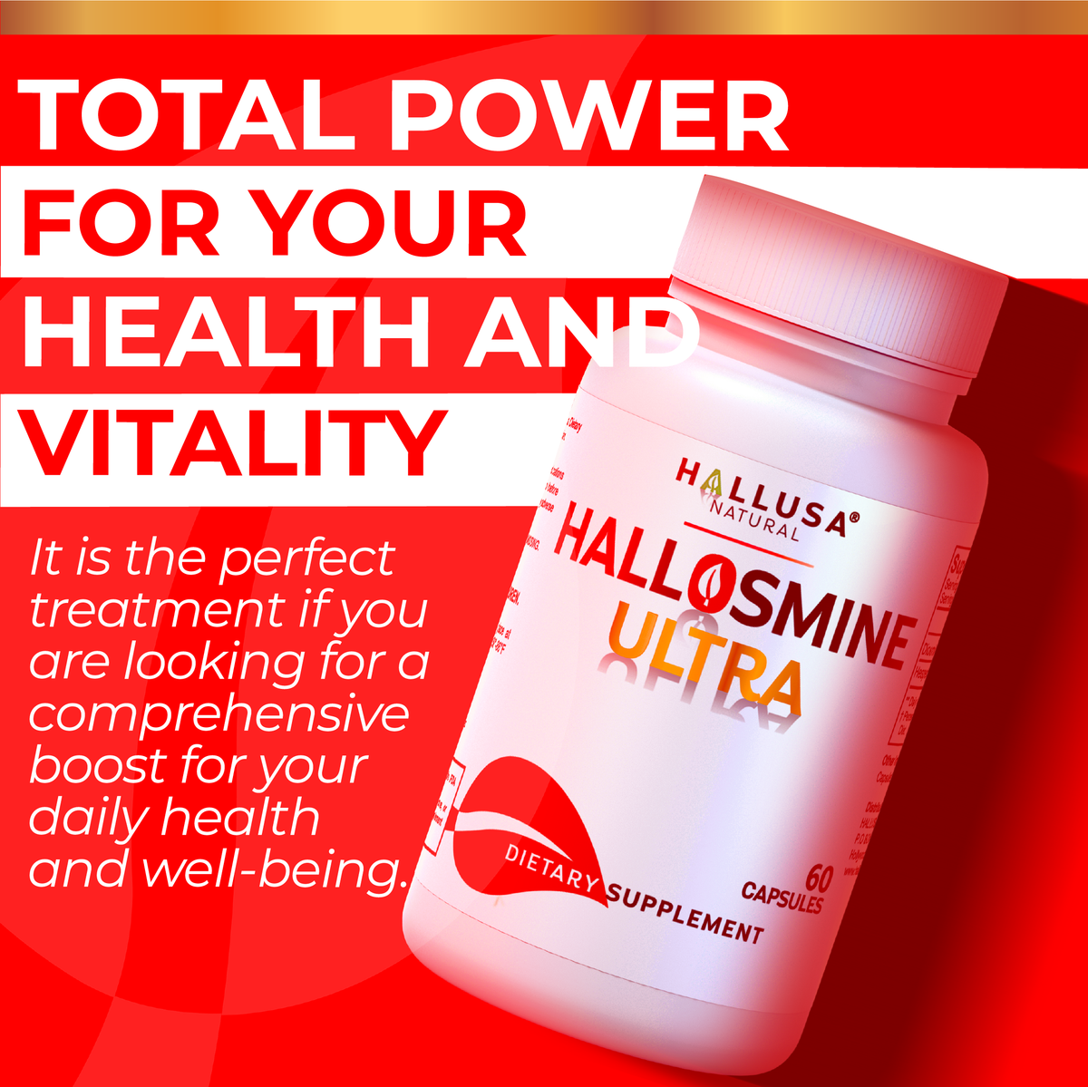 Hallosmine Ultra - Diosmin 500 mg Circulation Support + Hesperidin 150 mg - 60 capsules | Non-GMO Vegan & Gluten Free HALLUSA NATURAL