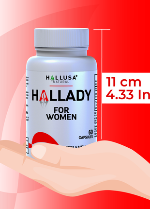 HALLADY 1000 mg Aguaje Curves, Premium Supplement for Women - 60 capsules / 30 Servings - Mauritia Flexuosa Natural Fruit- GMO Free Sugar Free, and Lactose Free HALLUSA NATURAL