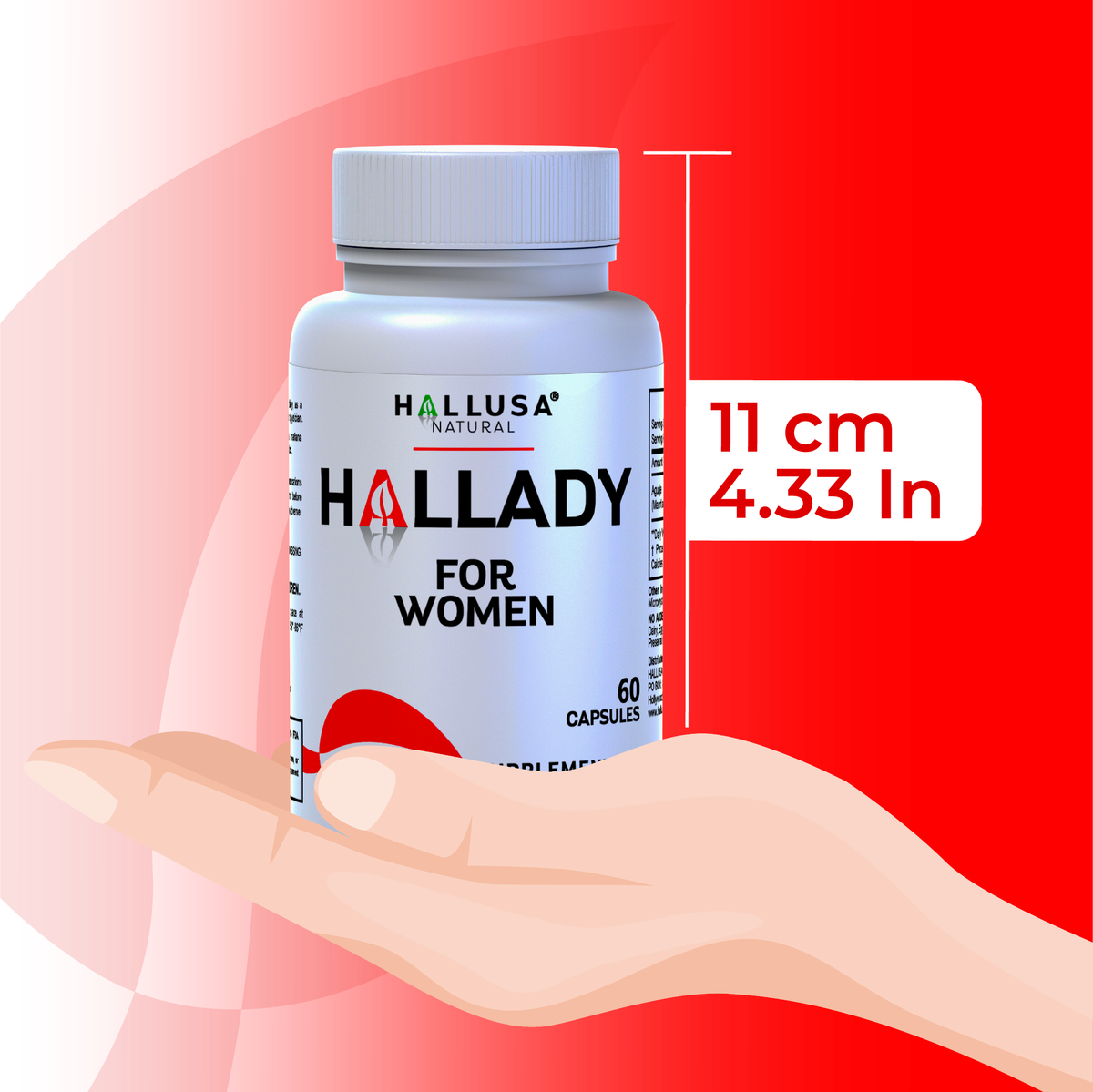 HALLADY 1000 mg Aguaje Curves, Premium Supplement for Women - 60 capsules / 30 Servings - Mauritia Flexuosa Natural Fruit- GMO Free Sugar Free, and Lactose Free HALLUSA NATURAL
