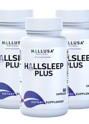 Hallsleep Plus - Sleep Support Supplement - Ashwagandha, L-theanine, and melatonin - 60 Capsules 30 serving HALLUSA NATURAL