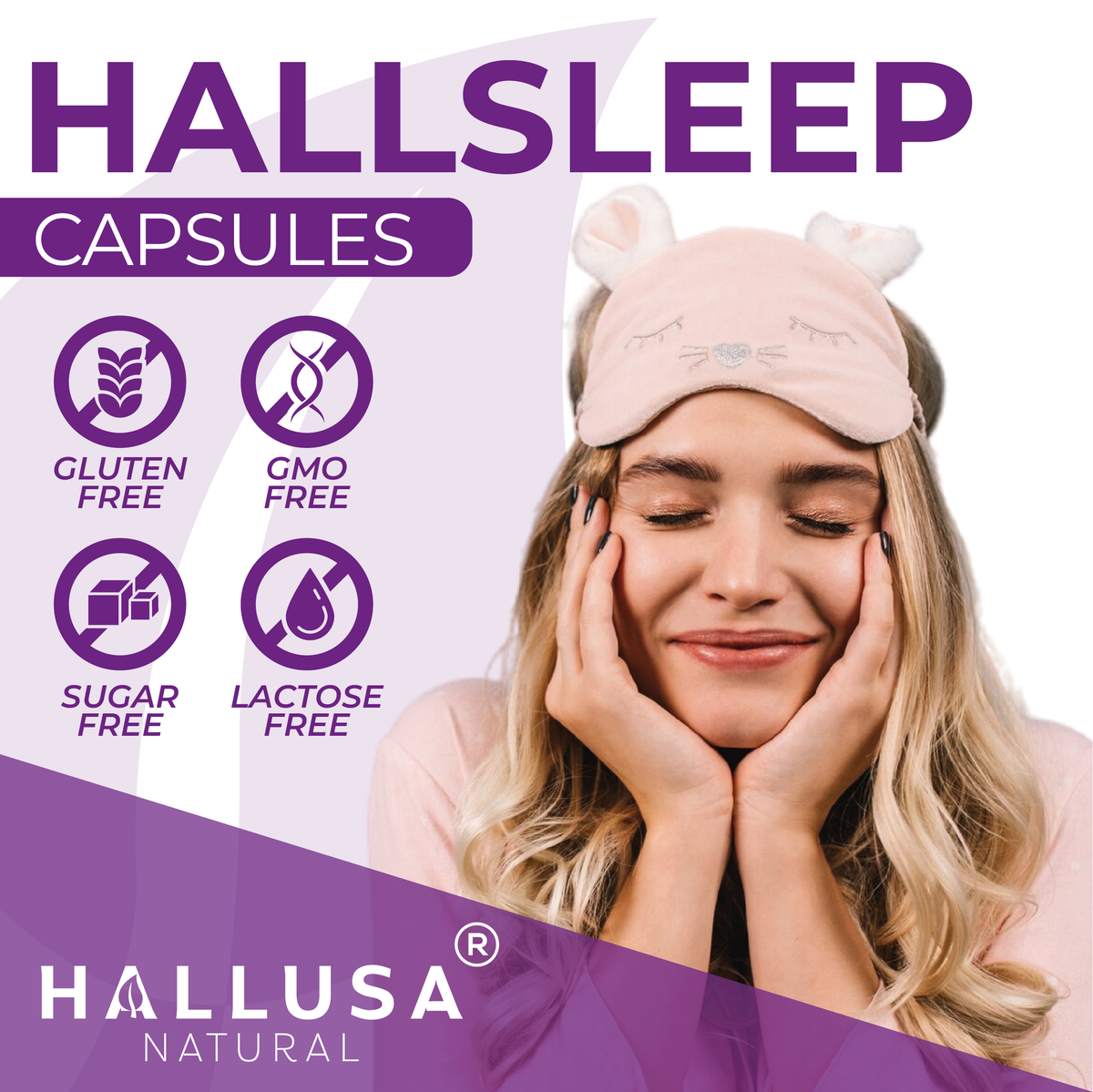 Hallsleep Plus - Sleep Support Supplement - Ashwagandha, L-theanine, and melatonin - 60 Capsules 30 serving HALLUSA NATURAL