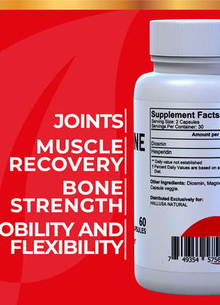 Hallosmine Ultra - Diosmin 500 mg Circulation Support + Hesperidin 150 mg - 60 capsules | Non-GMO Vegan & Gluten Free HALLUSA NATURAL