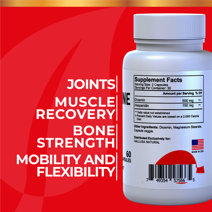Hallosmine Ultra - Diosmin 500 mg Circulation Support + Hesperidin 150 mg - 60 capsules | Non-GMO Vegan & Gluten Free HALLUSA NATURAL