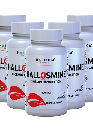 Hallosmine 300 mg - Diosmin circulation support - Supplement 60 capsules - Non-GMO Vegan & Gluten Free HALLUSA NATURAL