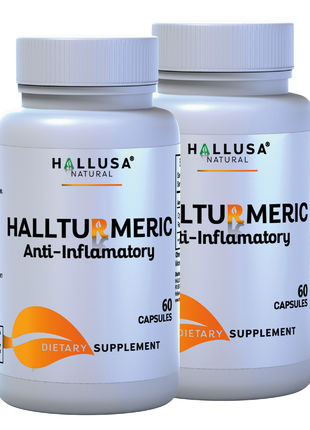 HallTurmeric Organic turmeric- Curcumin- Anti-Inflammatory 60 capsules 30 Servings / 500 mg - Antioxidant - Promotes Overall Health HALLUSA NATURAL