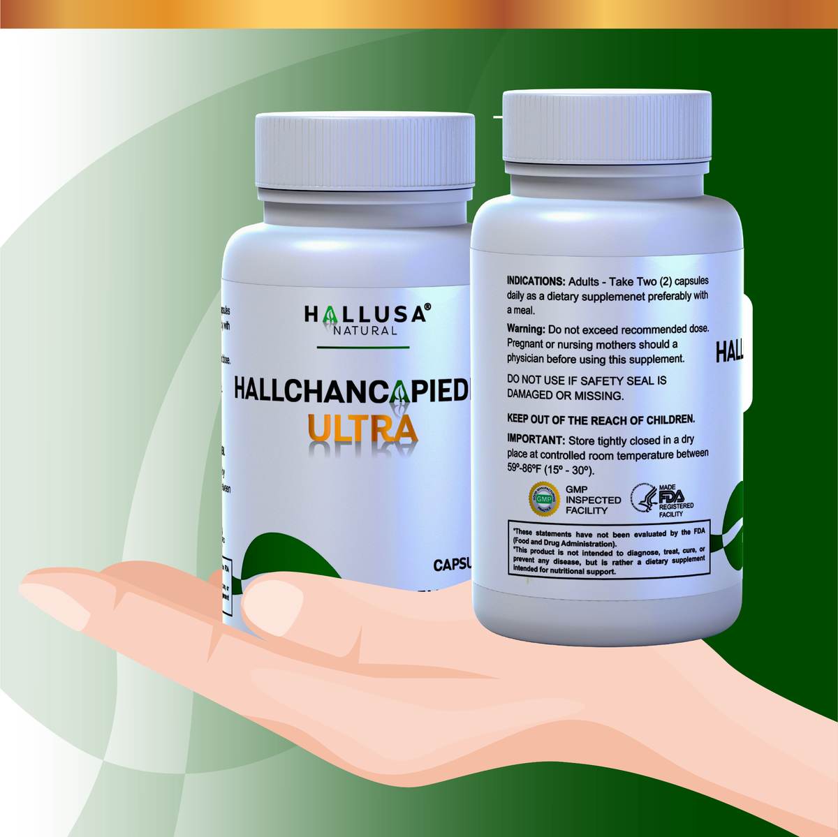 HallChancapiedra Ultra 1000 mg - Extract Chancapiedra and Guisazo de Caballo - Natural Supplement 60 capsules 30 servings vegan gluten free Non-GMO HALLUSA NATURAL