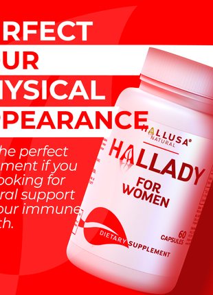 HALLADY 1000 mg Aguaje Curves, Premium Supplement for Women - 60 capsules / 30 Servings - Mauritia Flexuosa Natural Fruit- GMO Free Sugar Free, and Lactose Free HALLUSA NATURAL