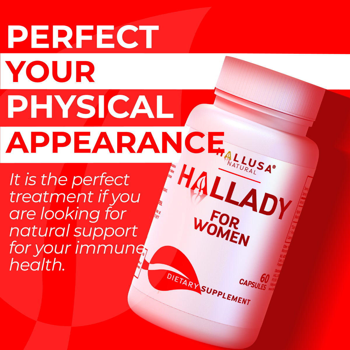 HALLADY 1000 mg Aguaje Curves, Premium Supplement for Women - 60 capsules / 30 Servings - Mauritia Flexuosa Natural Fruit- GMO Free Sugar Free, and Lactose Free HALLUSA NATURAL