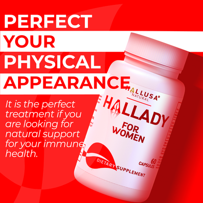 HALLADY 1000 mg Aguaje Curves, Premium Supplement for Women - 60 capsules / 30 Servings - Mauritia Flexuosa Natural Fruit- GMO Free Sugar Free, and Lactose Free HALLUSA NATURAL